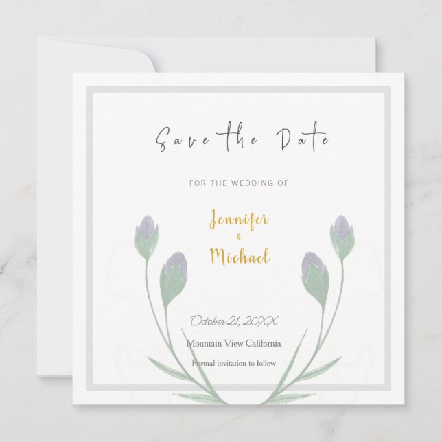 Wedding Gold Colour Calligrapy Script Save the Dat Invitation (Front)