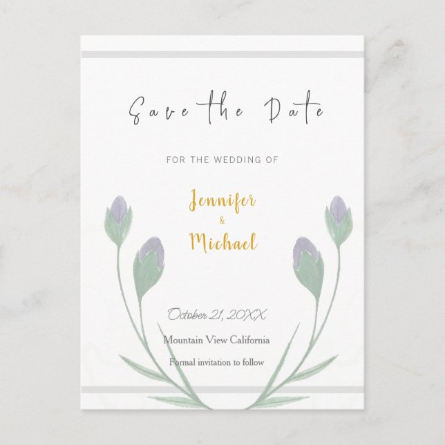 Wedding Gold Colour Calligrapy Script Save the Dat Postcard (Front)