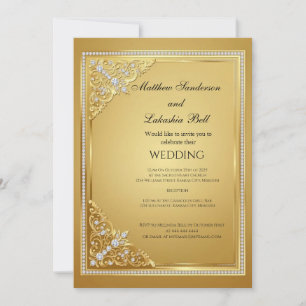 Wedding Gold Diamonds Elegant Invitation