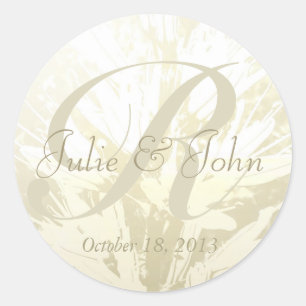 Wedding Gold Flowers Monogram - Sticker 4