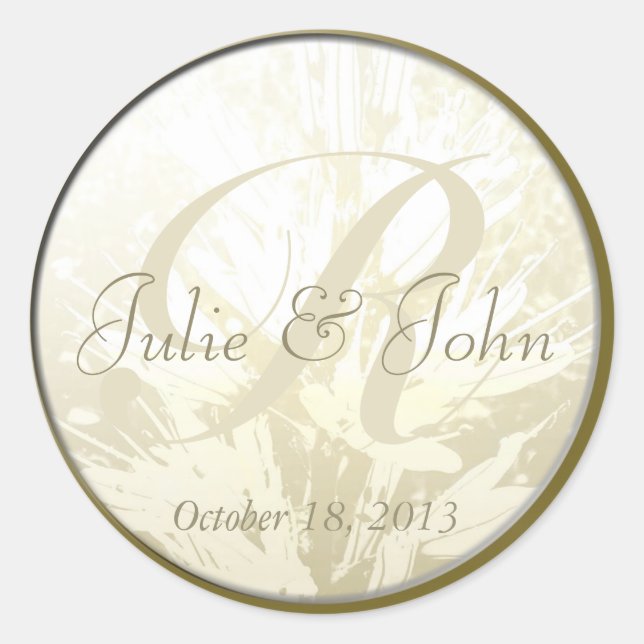 Wedding Gold Flowers Monogram - Sticker 8 (Front)