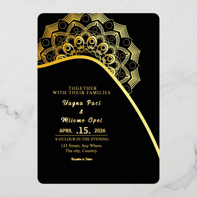 Wedding Gold Foil Luxury Invitation Card Design (Front)