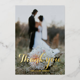Wedding gold foil thank you card