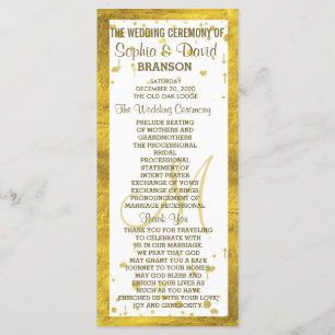 Wedding Gold Frame Confetti Custom Program Programme