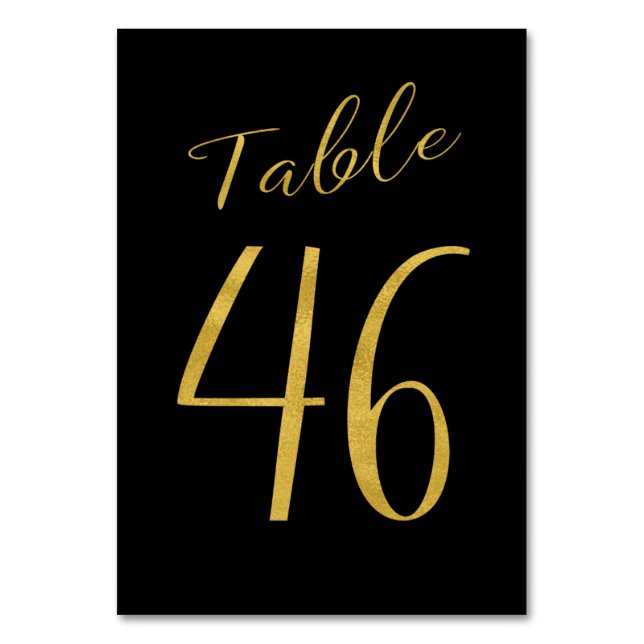 Wedding gold glitter black elegant table number (Front)