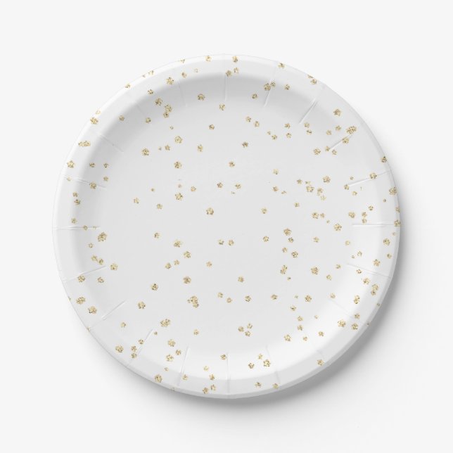 Wedding Gold Glitter Paper Plate (Front)