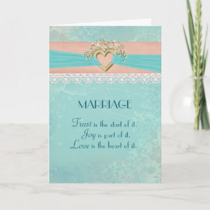 wedding gold heart and lace card