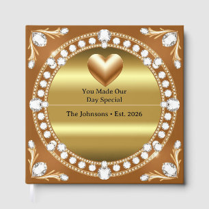 💍 Wedding Gold Heart Monogram Style 🌹 Guest Book