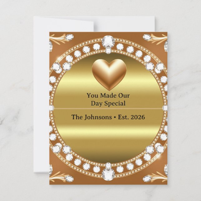 💍 Wedding Gold Heart Monogram Style 🌹 RSVP Card (Front)