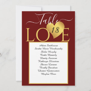 Wedding Gold Heart Table Number Seating Charts