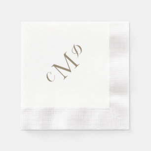 Wedding Gold Mixed Monogram White Coined Cocktail Napkin