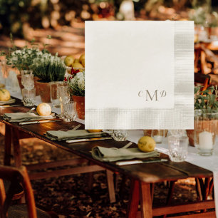 Wedding Gold Monogram Cream Coined Elegant Napkin
