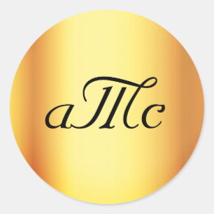 Wedding gold monogram initials luxurious  classic round sticker