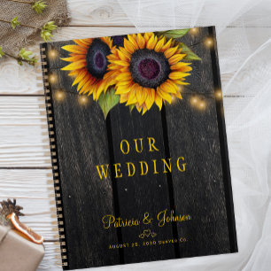 Wedding gold sunflower wood personalized  planner