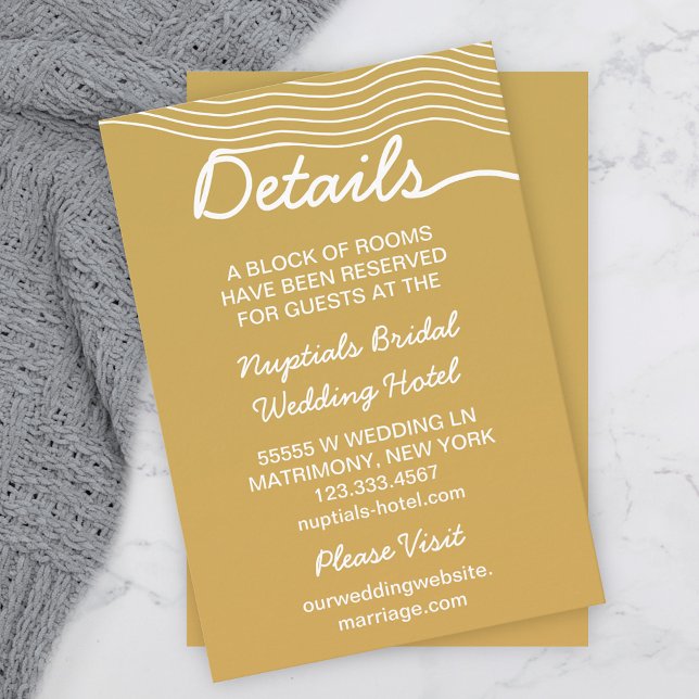 Wedding Gold White Wavy Lines Elegant Minimalist Enclosure Card (Creator Uploaded)
