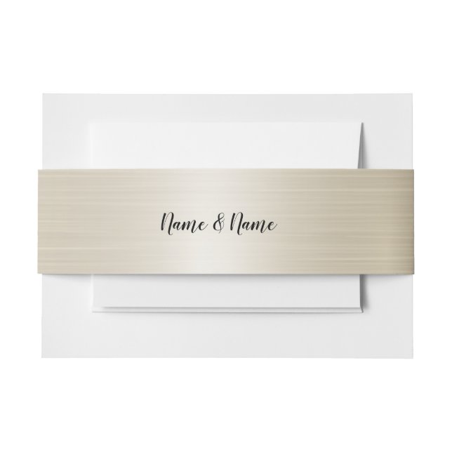Wedding Golden Bronze Shiny Elegant Invitation Belly Band (Front Example)