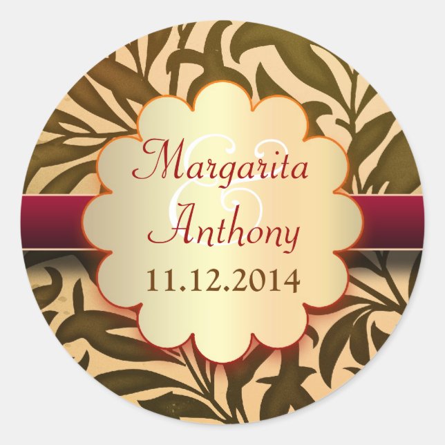 wedding golden brown stickers or seals (Front)