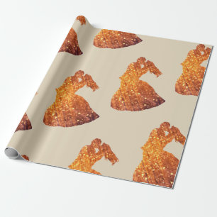 Wedding, Golden Couple Wrapping Paper, Valentine Paper