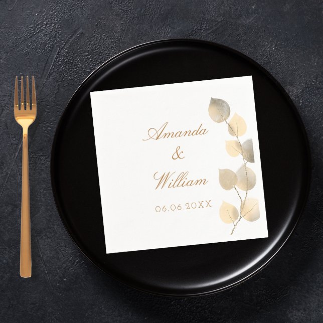 Wedding golden eucalyptus white napkin (Creator Uploaded)