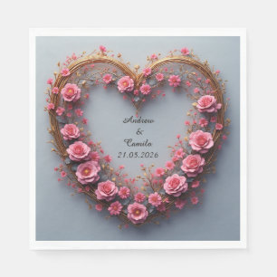 Wedding Golden Heart Frame Napkin