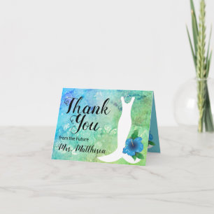 Wedding Gown Beach Themed Bridal Thank You Card