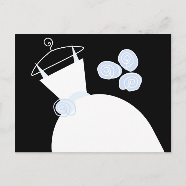 Wedding Gown Blue black pastel horizontal Postcard (Front)