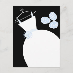 Wedding Gown Blue black pastel postcard