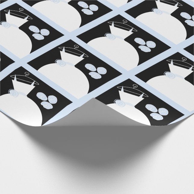 Wedding Gown Blue black pastel Wrapping Paper (Corner)