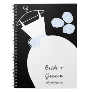 Wedding Gown Blue 'Bridal and Groom' black Spiral Notebook