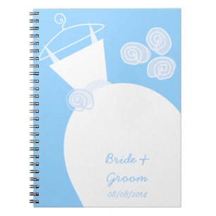 Wedding Gown Blue 'Bridal and Groom' Spiral Notebook