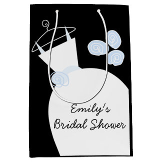 Wedding Gown Blue Bridal Shower black medium Gift Bag