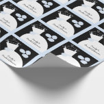 Wedding Gown Blue 'Bridal Shower' black pastel Wrapping Paper<br><div class="desc">Pretty bridal themed wrapping paper in shades of blue featuring a stylised wedding gown and flowers on a black background. A customisable design for you to personalise with your own text,  pictures and ideas.</div>