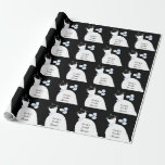 Wedding Gown Blue 'Bridal Shower' black Wrapping Paper<br><div class="desc">Pretty bridal themed wrapping paper in shades of blue featuring a stylised wedding gown and flowers on a black background. A customisable design for you to personalise with your own text,  pictures and ideas.</div>