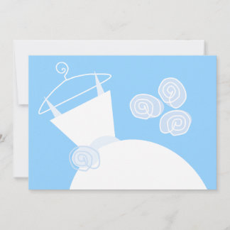 Wedding Gown Blue bridal shower horizontal Invitation