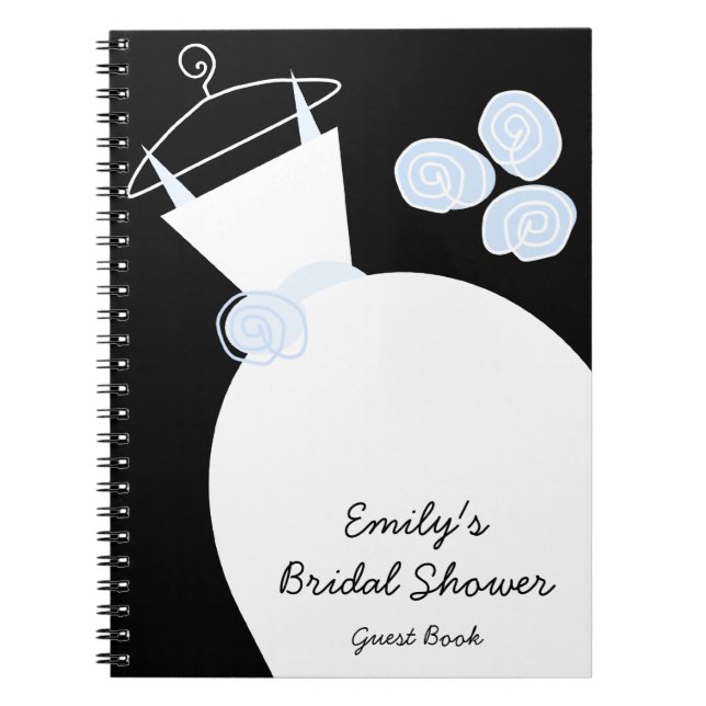 Wedding Gown Blue 'Bridal Shower' notebook black (Front)
