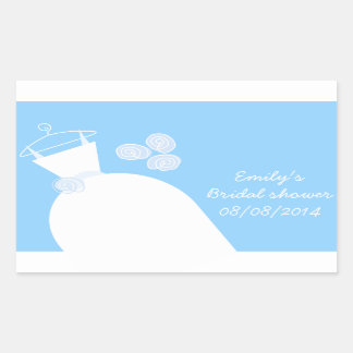 Wedding Gown Blue 'Bridal Shower' rectangle Rectangular Sticker