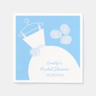 Wedding Gown Blue bridal shower 'Text' Napkin