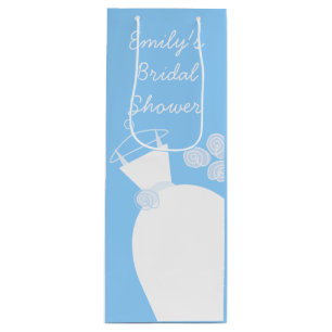 Wedding Gown Blue Bridal Shower wine Gift Bag