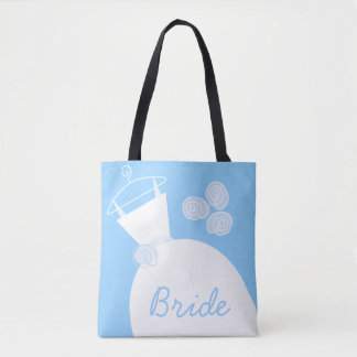 Wedding Gown Blue Bride all over tote bag