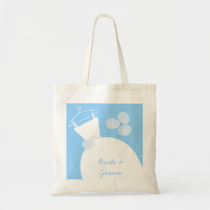 Wedding Gown Blue 'Bride and Groom' Tote Bag