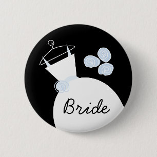 Wedding Gown Blue 'Bride' button black