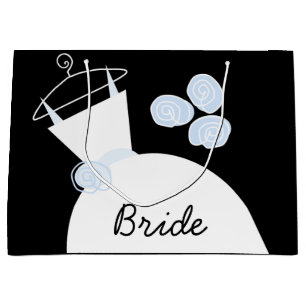 Wedding Gown Blue Bride gift bag black large