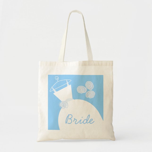Wedding Gown Blue 'Bride' tote bag (Front)