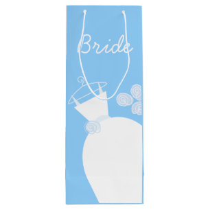 Wedding Gown Blue Bride wine Gift Bag