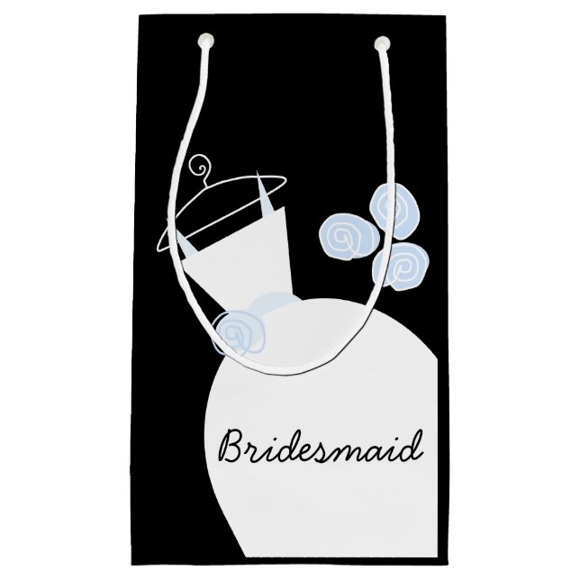 Wedding Gown Blue Bridesmaid black Small Gift Bag (Front)