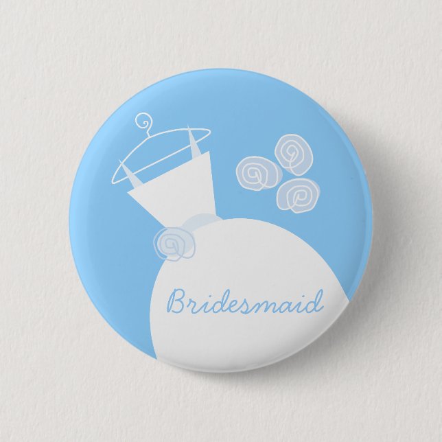 Wedding Gown Blue 'Bridesmaid' button (Front)