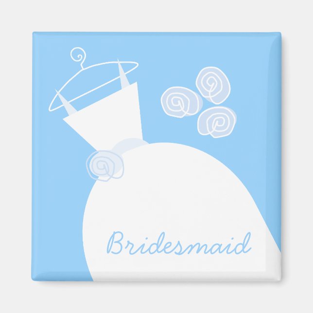 Wedding Gown Blue 'Bridesmaid' Magnet (Front)