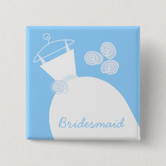 Wedding Gown Blue 'Bridesmaid' square 15 Cm Square Badge