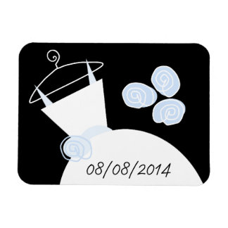 Wedding Gown Blue 'Date' black horizontal Magnet