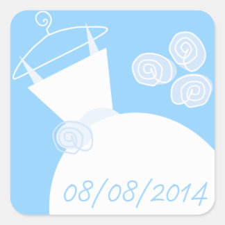 Wedding Gown Blue 'Date' sticker square